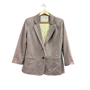 Anthropologie Cartonnier Beige Button Front Knit Classic Blazer Size Medium